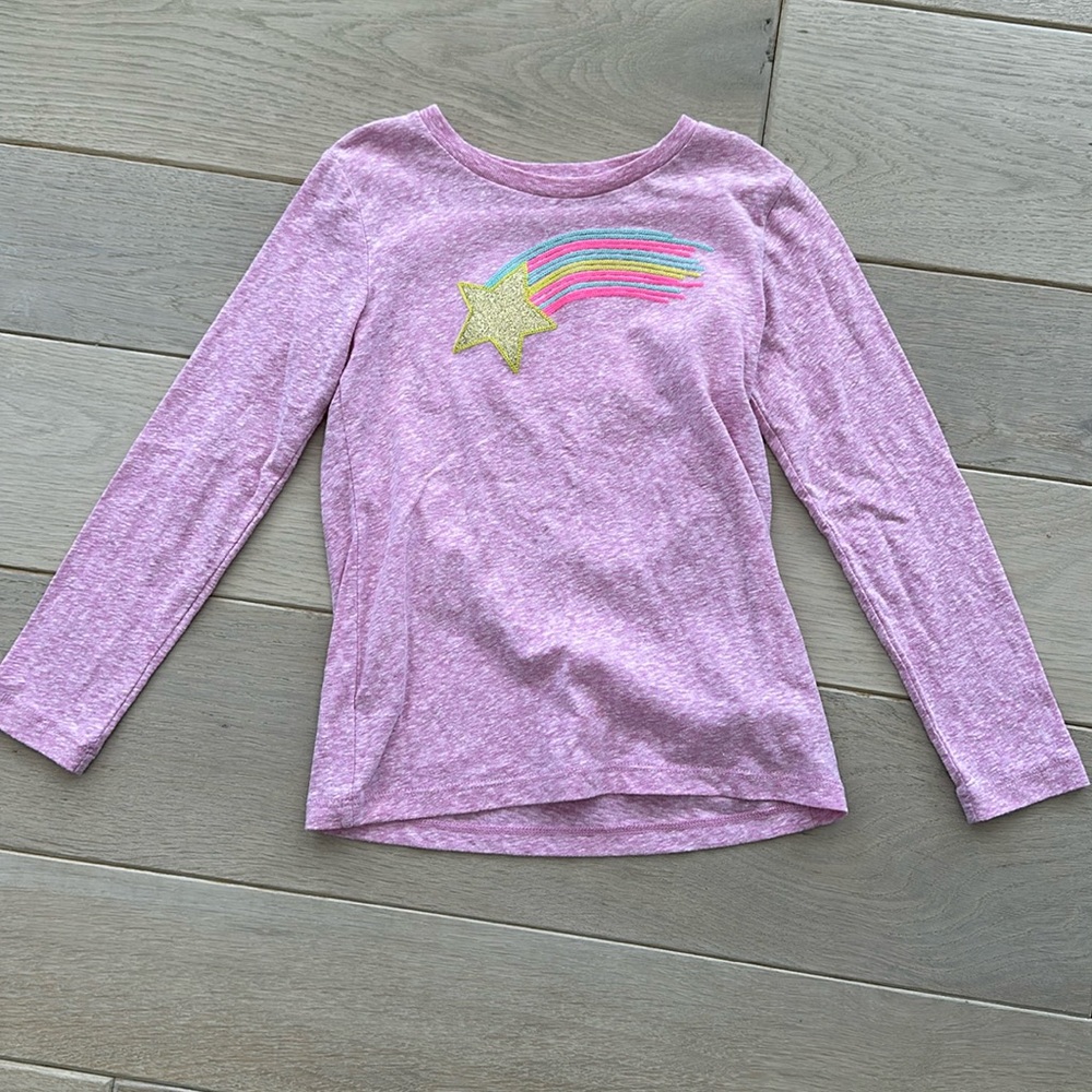 Girls Crewcuts shooting star rainbow Long Sleeve Tee, Size 6-7